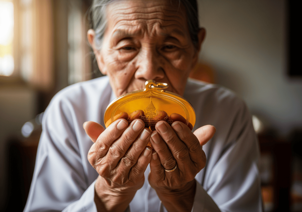 長輩捧著神明金牌