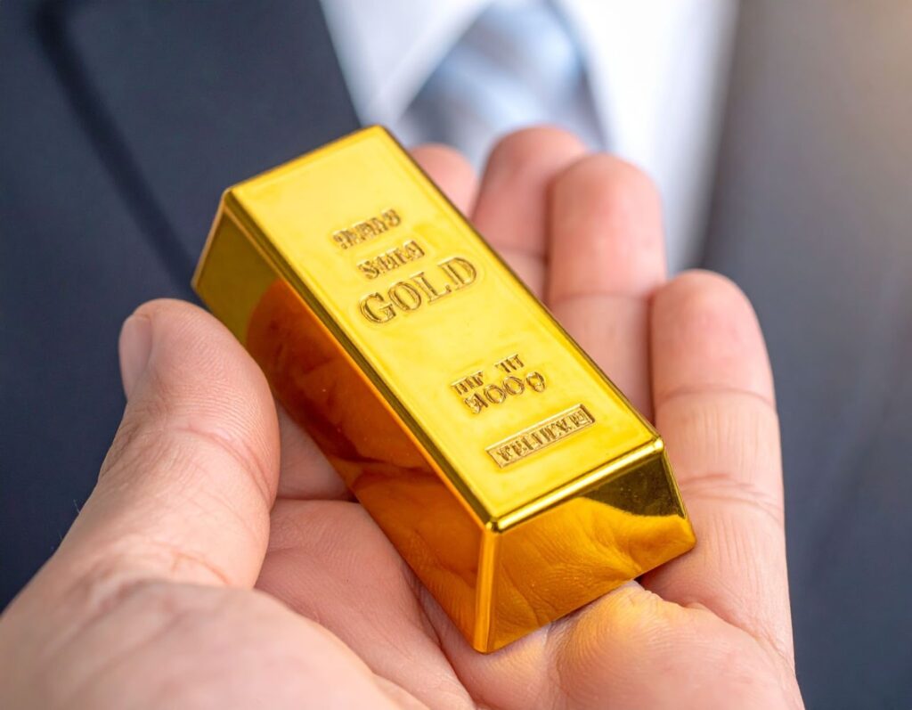 投資人手中拿著小克數金條