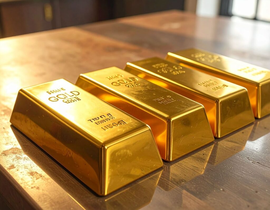 放在櫃台上的實體金條