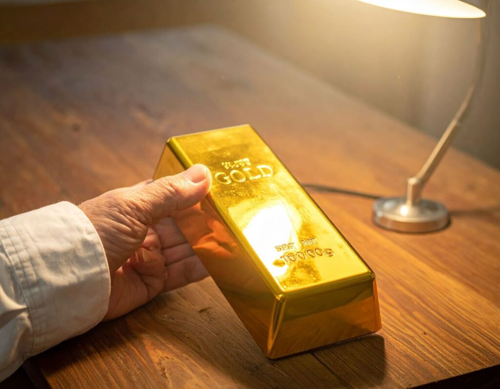 投資新手在燈下比較金條刻印