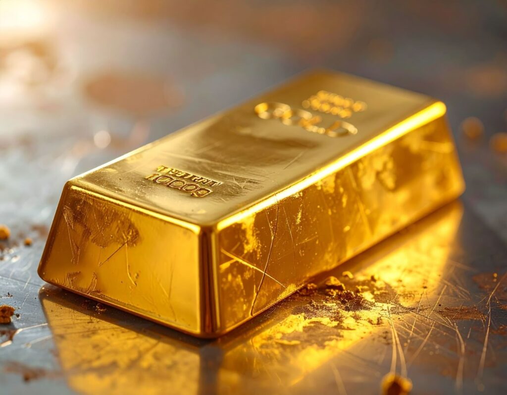 金條放在桌面未包裝，旁邊出現刮痕