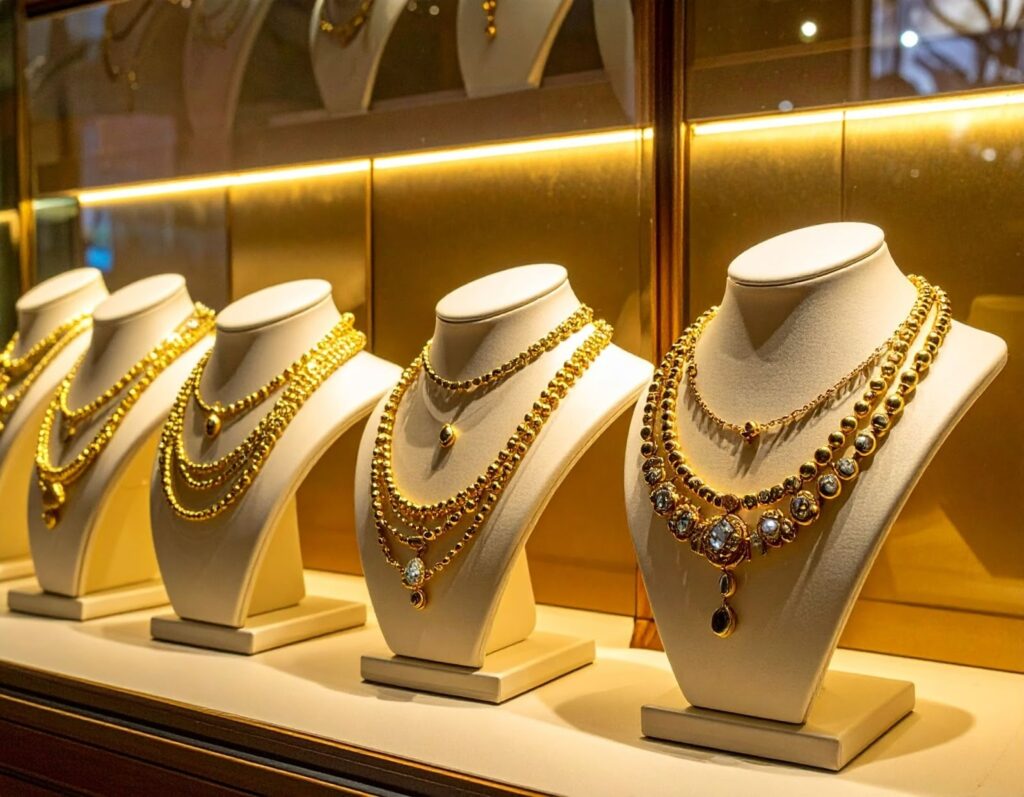 富麗堂皇的黃金飾品展示櫃