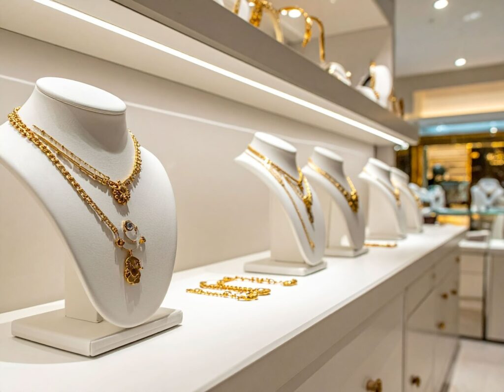 櫃檯前的金飾品
