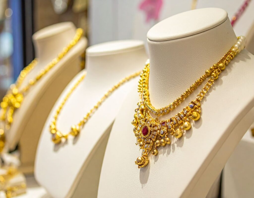 櫃檯前的金飾品