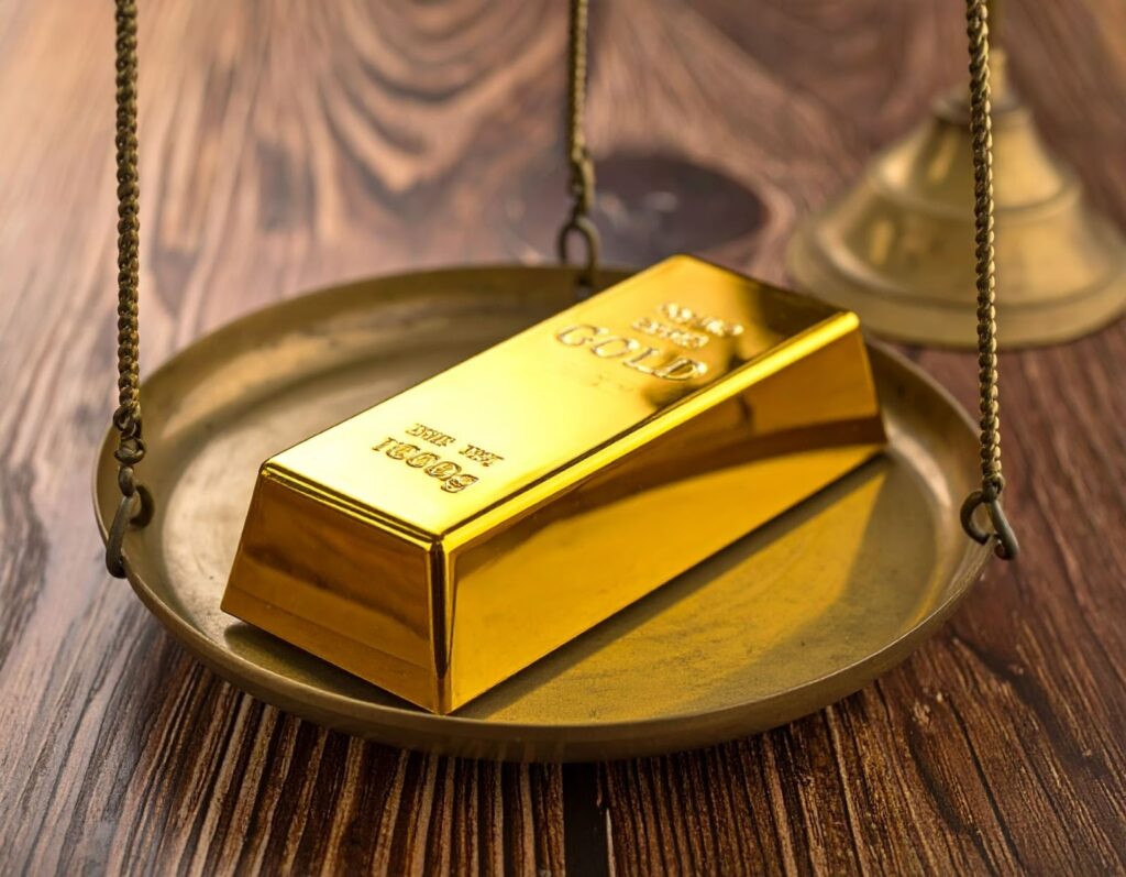 金條放在秤上準備估價