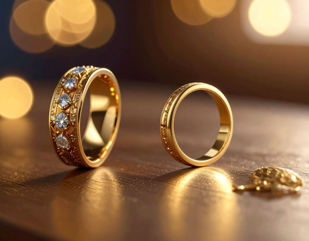 桌上放著金戒指