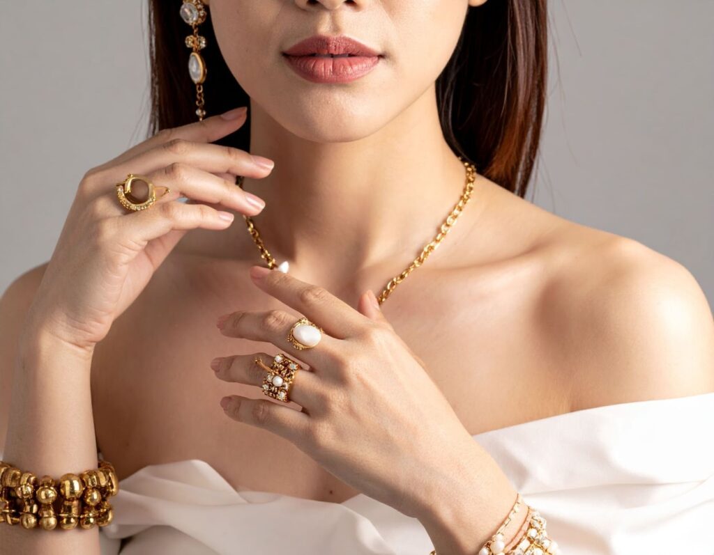 女子（亞洲人）比較不同金飾