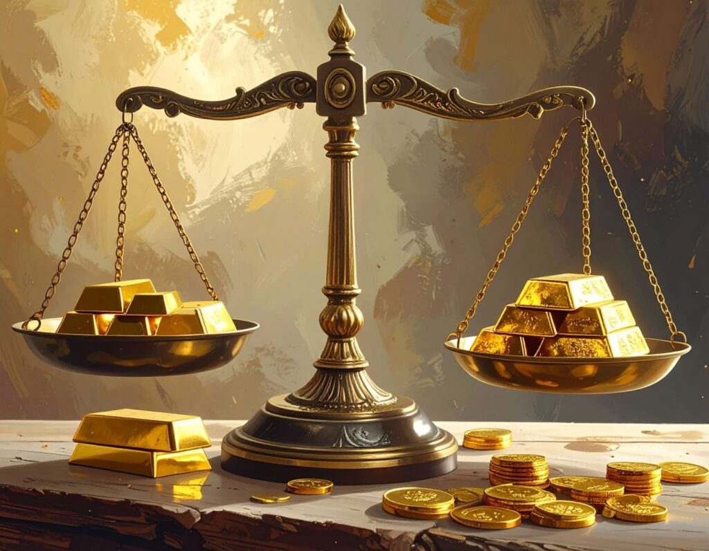 黃金放在秤上測量