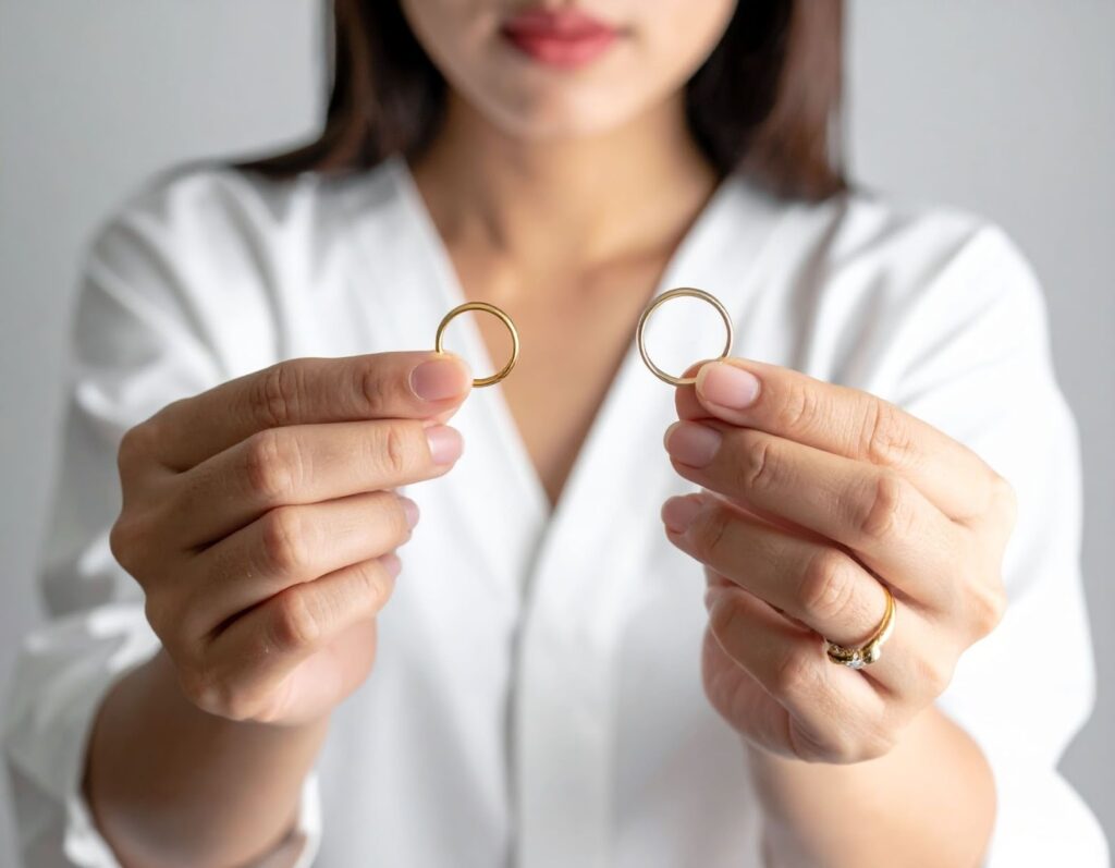 女子（亞洲人）比較K金與純金戒指