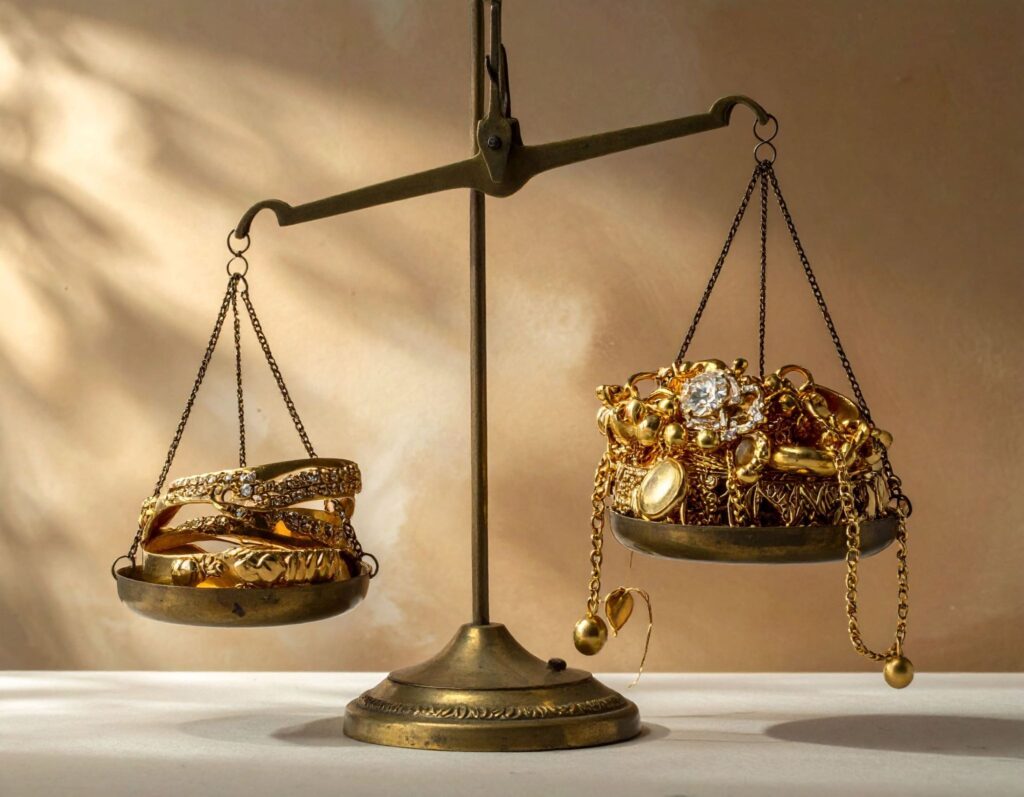 金飾放在磅秤上