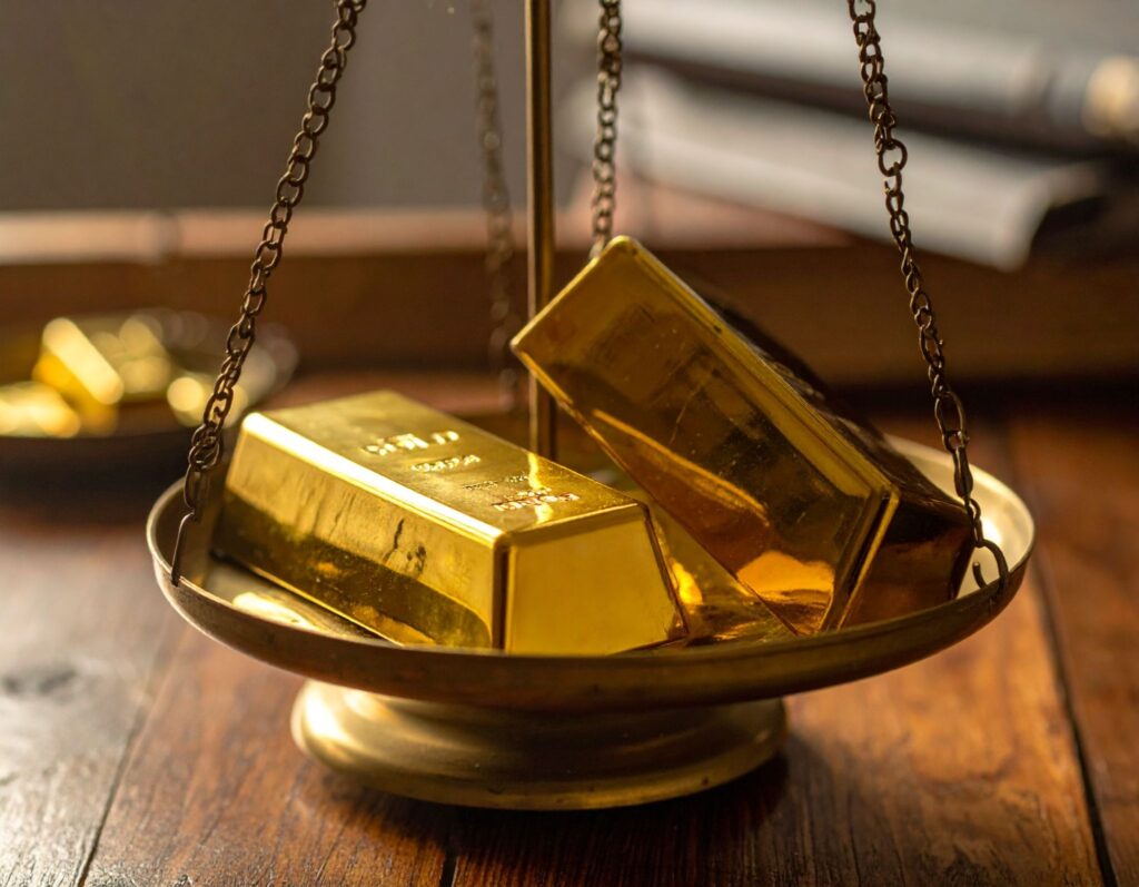 金條擺在磅秤上