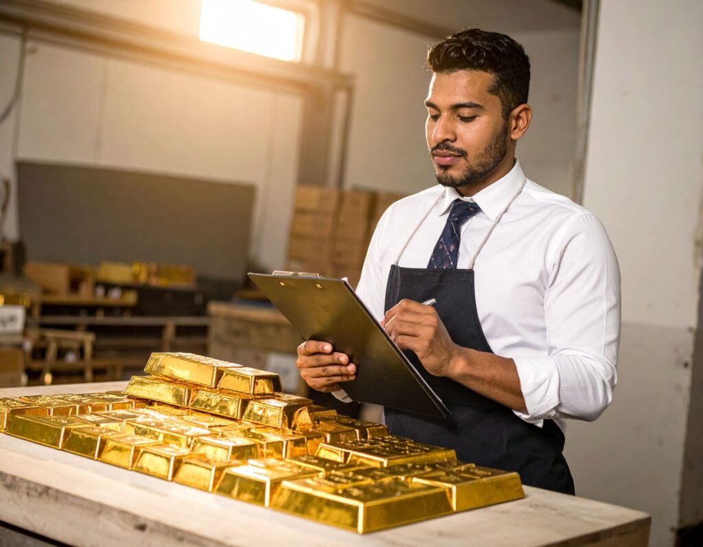 店員紀錄黃金重量