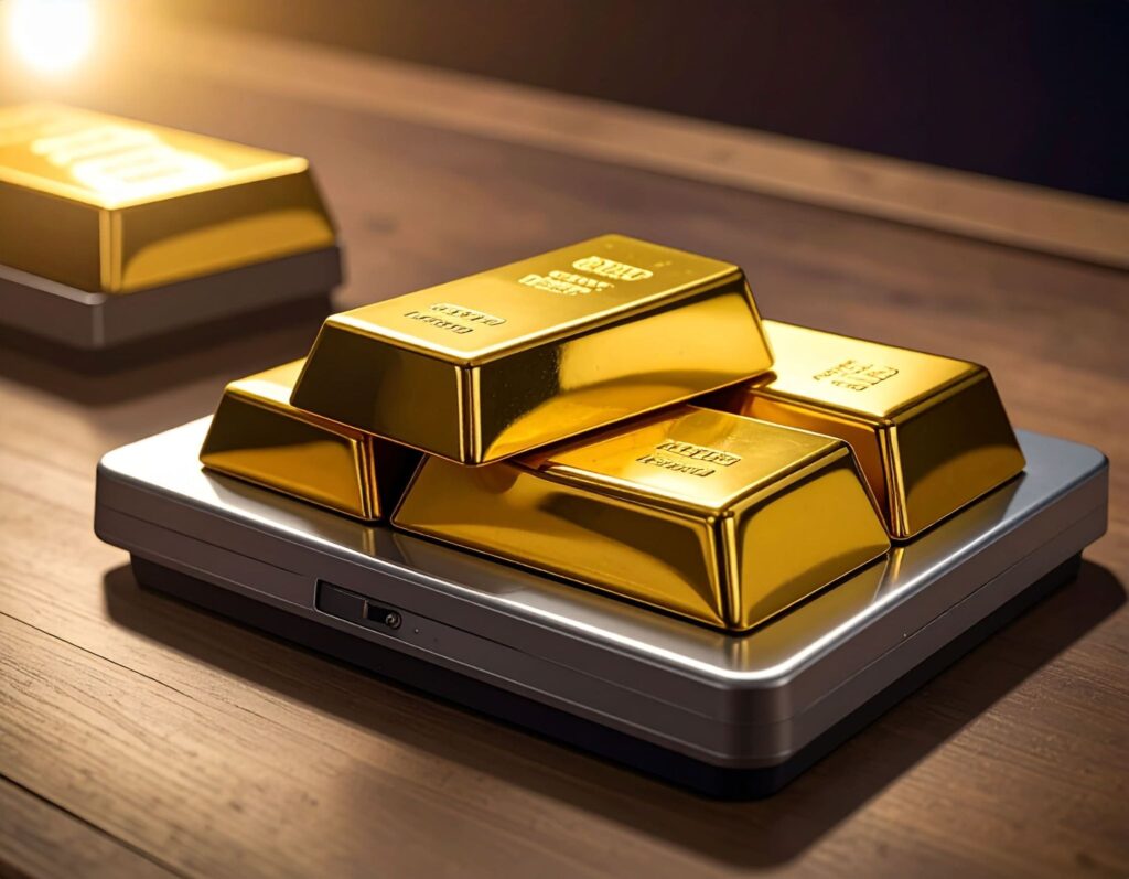 金條放在秤重機上 