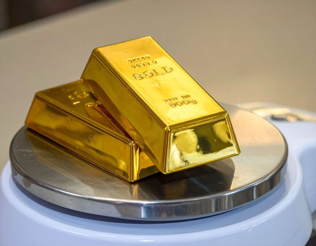 金條放在秤重機上